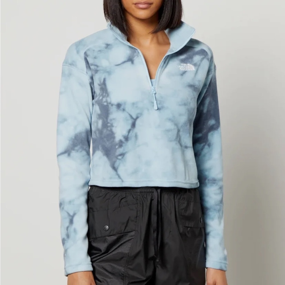 The North Face Women's Light Blue Tie-Dye Cropped Fleece